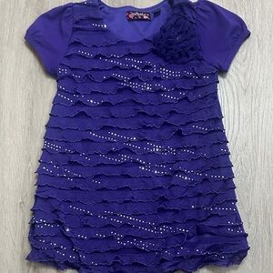 Tempted Purple Kids Shirt with Ruffle Design size 3T